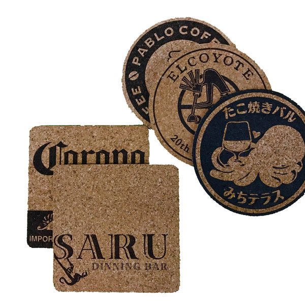 レーザーの加工でコルクコースターはいかがでしょうか